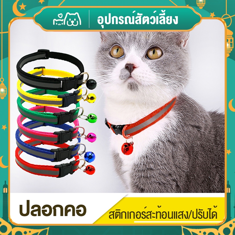 😺Hipetime shop😺ปลอกคอสัตว์เลี้ยง ปลอกคอสุนัข หมา ปลอกคอแมว bell collar มี 12 สี ปรับขนาดได้ (สายสะท้อนเเสง ตัวล็อกสี)