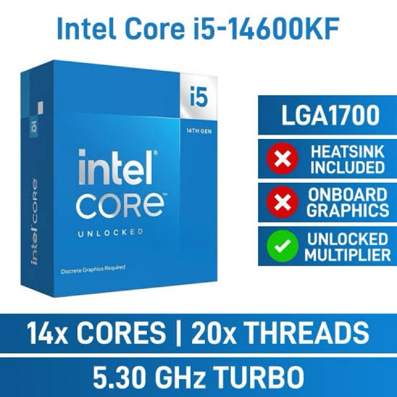CPU (ซีพียู) INTEL CORE I5-14600KF - 14C 20T 2.6-5.3GHz (INTEL SOCKET 1700) สินค้ามีของพร้อมส่งด่วนราคาไม่แพง คุ้มค่า