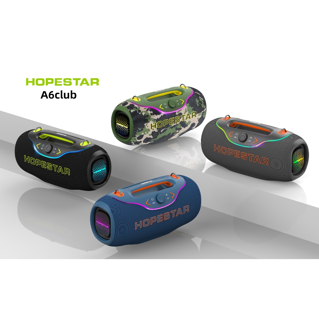 Hopestar A6Club ลำโพงบลูทูธ 200วัตต์ พร้อมไมค์ลอย1อัน ลำโพง3ดอก มีไฟRGB ปรับเบส3โหมด ของแท้100%