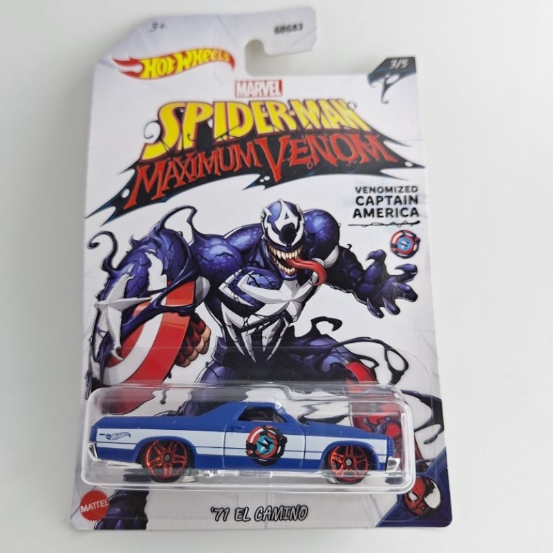 รถเหล็ก Hotwheels 71 EL CAMINO SPIDER MAN MAXIMUM VENOM VENOMIZED CAPTAIN AMERICA 3/5 (ib28)