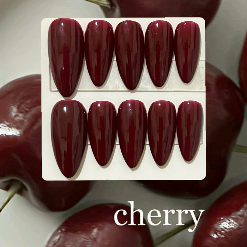 เล็บปลอมเจลสีแดงเชอร์รี่ cherry แดงกล่ำ  2-4 วันจัดส่ง