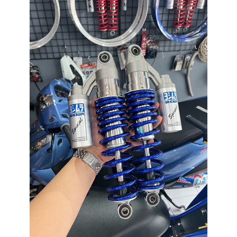 โช๊คโชว่า งานประกอบ กระป๋องเงิน สปริงน้ำเงินแคนดี้ สูง320 หล่อโครตๆๆๆ