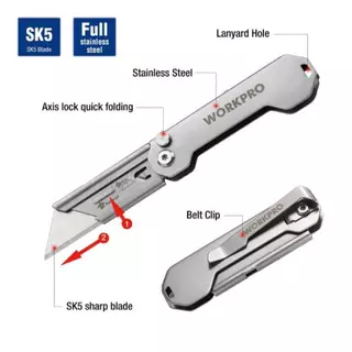 WORKPRO W011043A Utility Knife มีดเนกประสงค์ ยูทิลิตี้ พับได้ เปลี่ยนใบได้ (สินค้ามีหลายตัวเลือก)