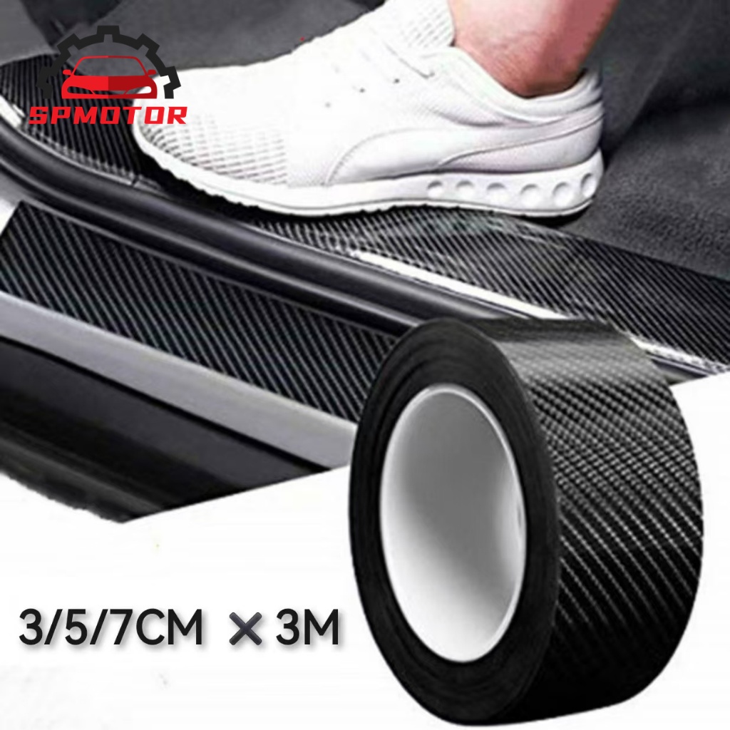 3D คาร์บอนไฟเบอร์รถสติกเกอร์ Protector Strip รถประตูด้านข้างกระจก Anti Scratch เทปกันน้ําป้องกันฟิล์ม