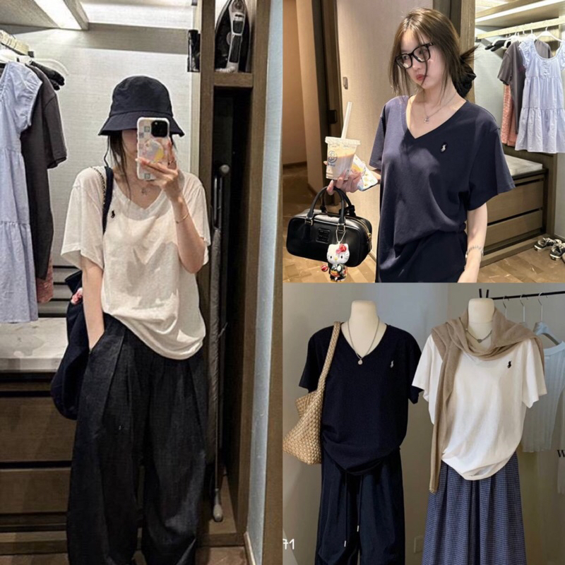 เสื้อยืดคอวีปักpoloรุ่น 3671 TAG.WG.WE🇰🇷🇰🇷