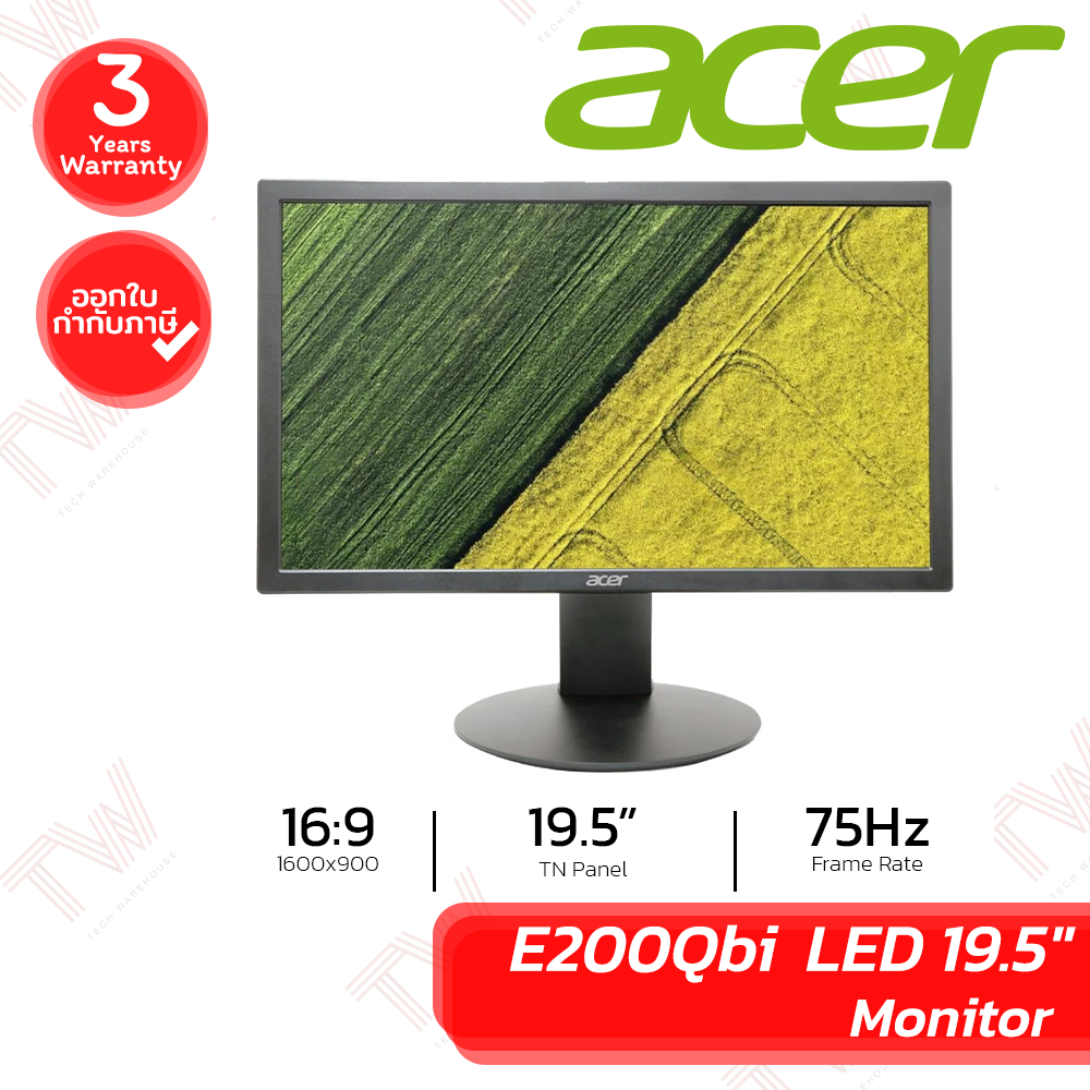 Acer Monitor LED 19.5" E200Qbi จอคอมพิวเตอร์ จอมอนิเตอร์ ของแท้ ประกันศูนย์ 3ปี