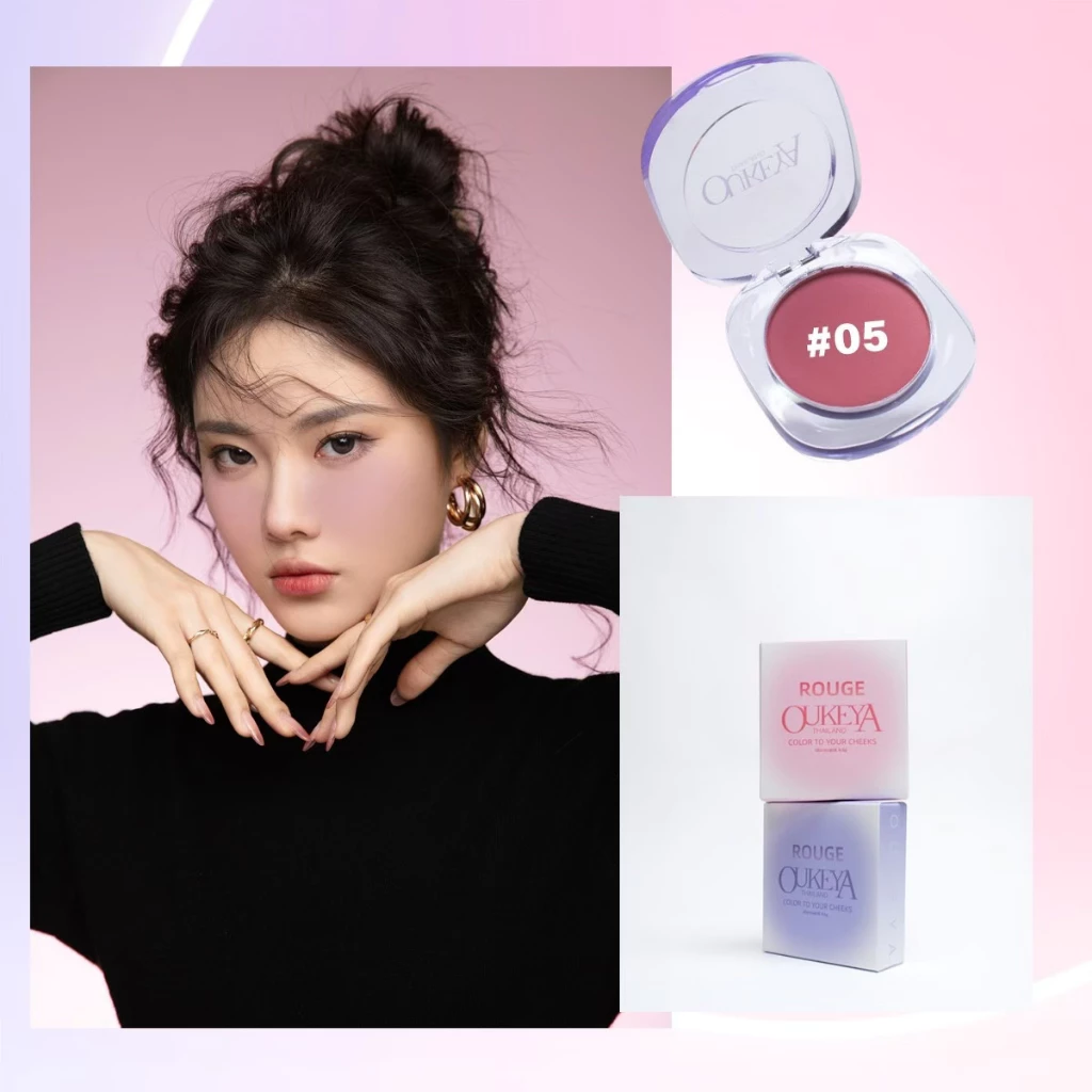 OUKEYA บลัชออนเนื้อฝุ่น สีชัด ติดทน เปลี่ยนสีตามอุณหภูมิ thumbnail 8