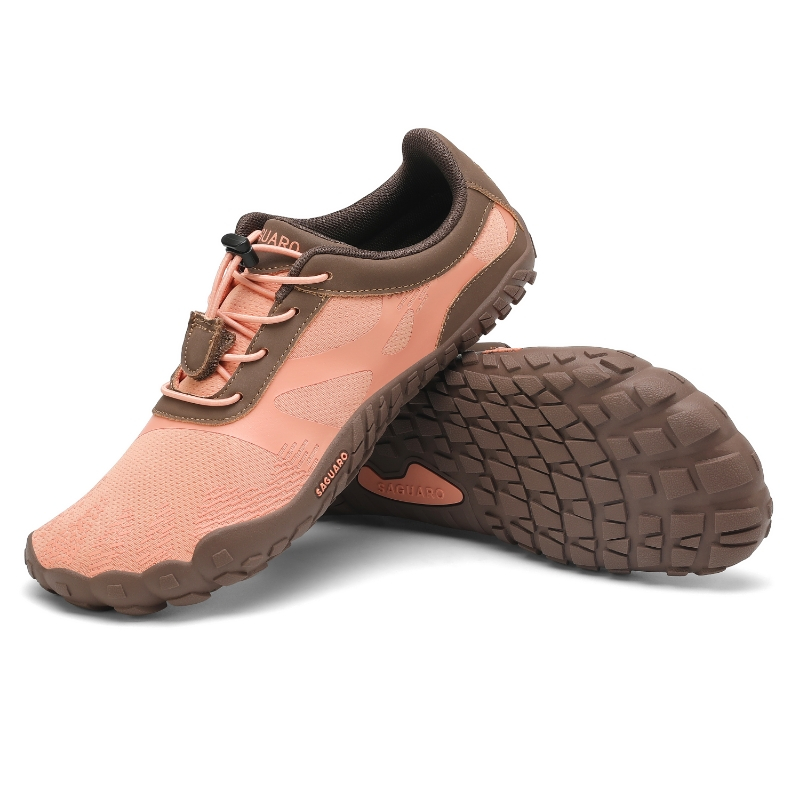 รองเท้ากีฬา​หน้ากว้าง​ Saguaro barefoot shoes เบาและนิ่มมาก Vitality III สีชมพูคาดน้ำตาล
