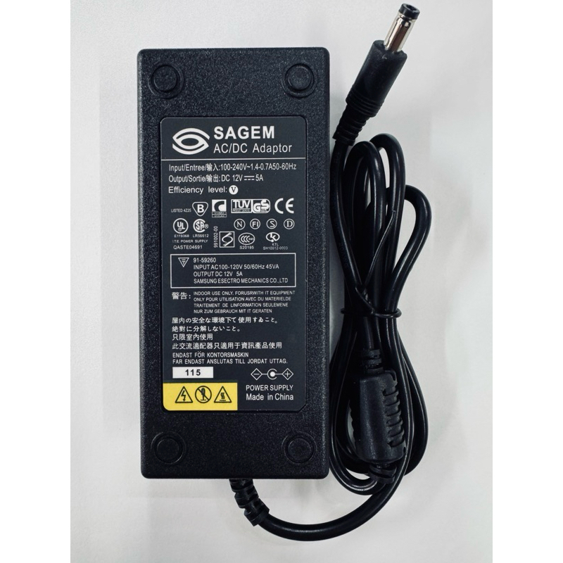 Adapter DC 12V 5A แจ็คขนาด5.5X2.1-2.5mm.พร้อมสายACใช้งานได้เลย - รูปที่ 2