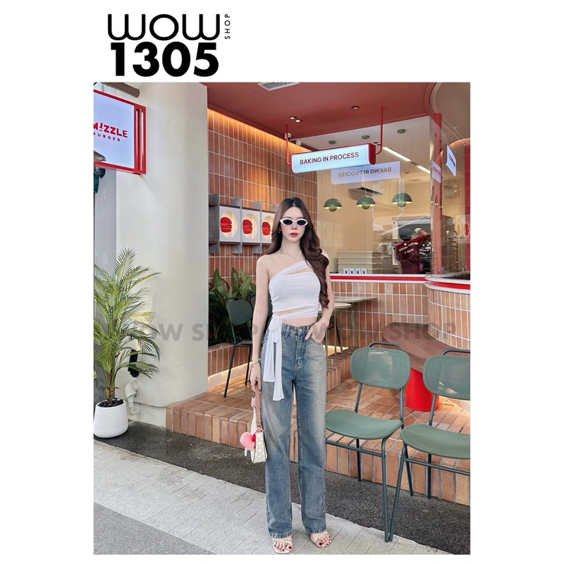 WOW1305 กางเกงยีนส์ขากระบอกกลาง รุ่นลิมิเต็ด สีฟอกโทนชมพู - รูปที่ 3