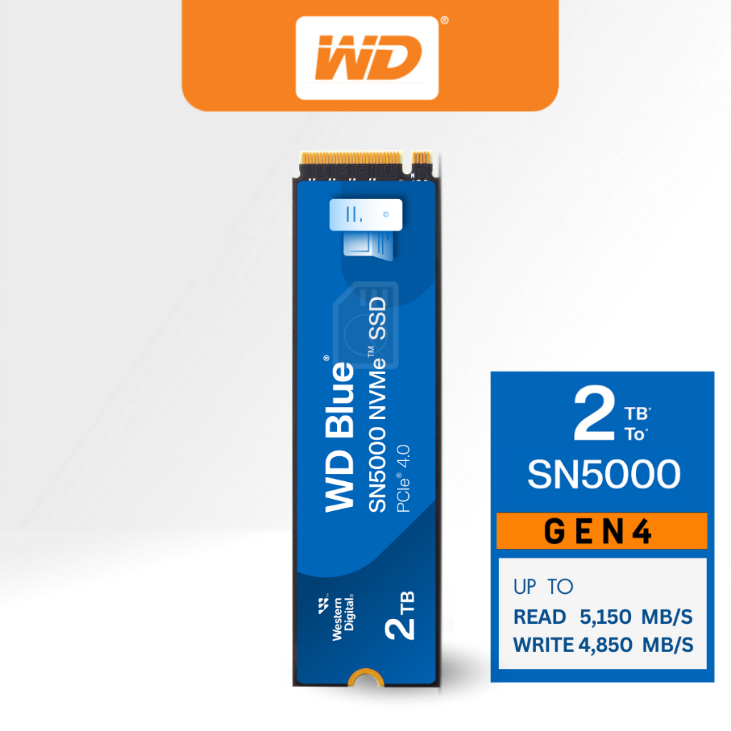 WD Blue SN5000 SSD  2TB  M.2 2280 NVMe Gen4 Speed Up to 5,150MB/s ,5Y  WDS200T4B0E ประกัน 5ปี