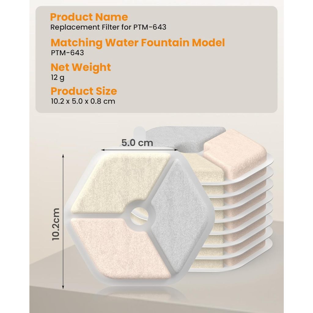 Oneisall ไส้กรองคาร์บอน 9 ชิ้นสำหรับเปลี่ยนน้ำพุสัตว์เลี้ยง ขนาด 4 ลิตร รุ่น PTM - 643 Filter - รูปที่ 4