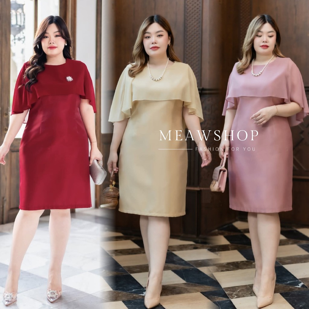 มี 10สีค่ะ S-7XL ชุดไปงาน ชุดออกงานสาวอวบ อ้วน ชุดดำ ชุดสุภาพ ชุดเดรส เดรสสั้น งานบุญ  เพื่อนเจ้าสาว เดรสสาวอวบ 6381 sky