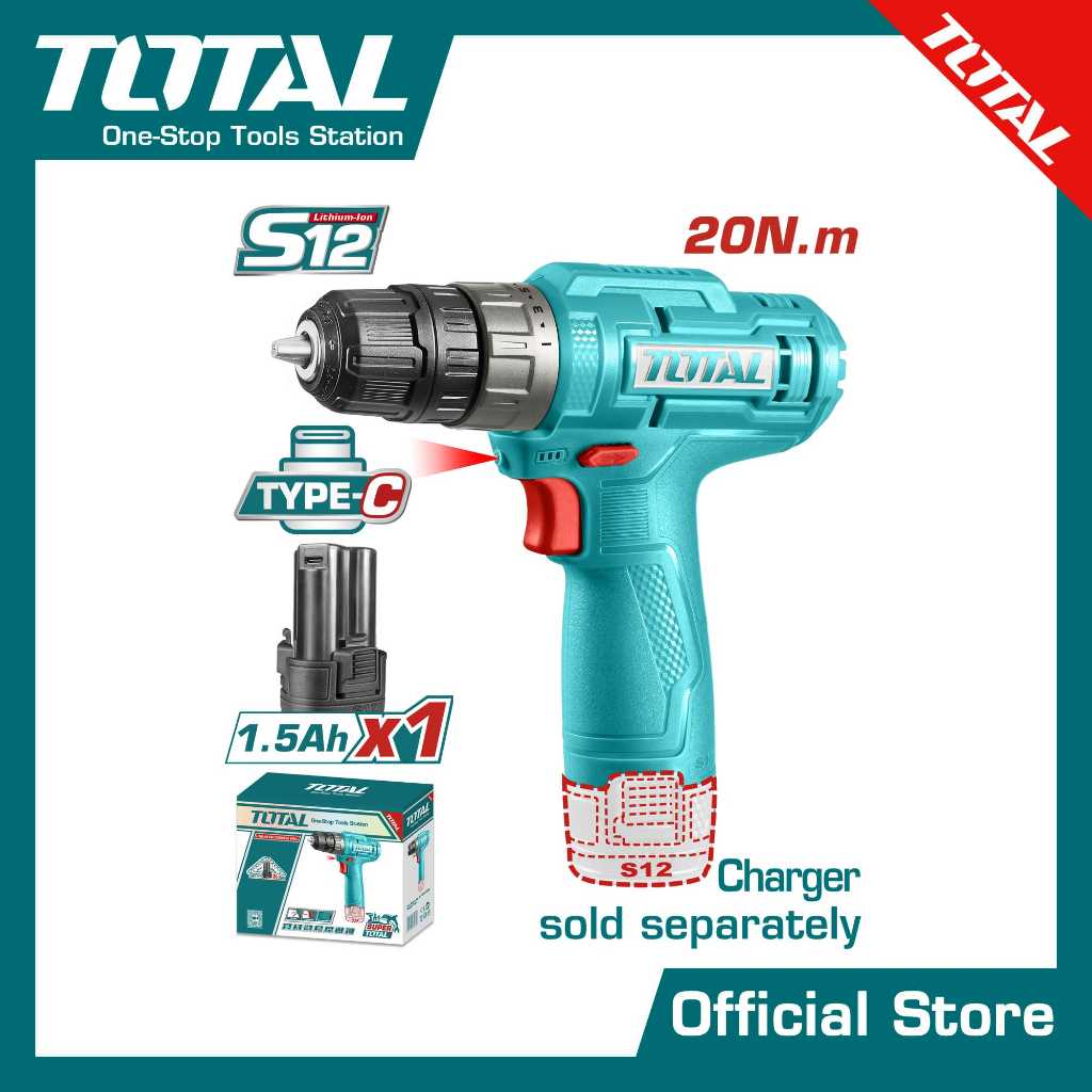 TOTAL สว่านแบตเตอรี่ไร้สาย12V. #TDLI12428