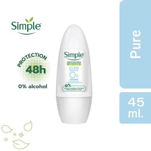 #พร้อมส่ง #ของแท้ Simpleโรลออน Pure ปราศจากน้ำหอมและสารระคายเคือง ป้องกันเหงื่อ 48 ชม. สำหรับผิวบอบบ