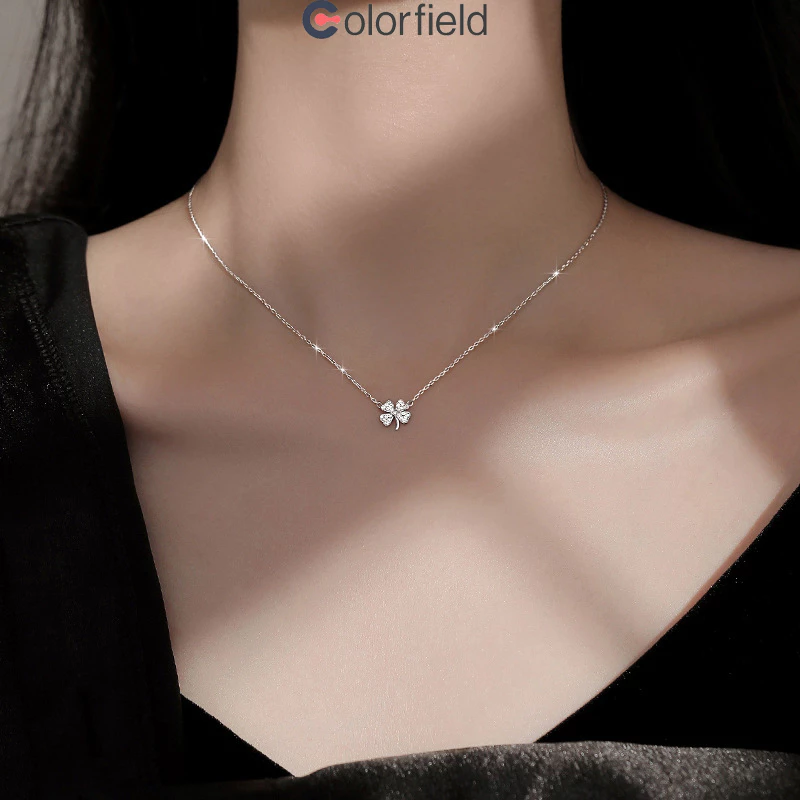 Colorfield สร้อยคอรูปใบโคลเวอร์สี่แฉก ฝังพลอยเทียม รวมสร้อยคอแฟชั่นสไตล์เกาหลี หรูหรา เรียบง่าย เข้ากับทุกการแต่งกาย