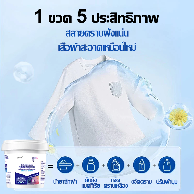 ✨ซื้อ 1 แถม 1✨ น้ำยาซักผ้าขาว ฟอกขาวเสื้อผ้า ผงซักผ้าขาว ขจัดคราบเสื้อผ้า ขจัดคราบเหลือง เชื้อรา ฟอกขาวเสื้อผ้า ผงฟอกขาว thumbnail 5