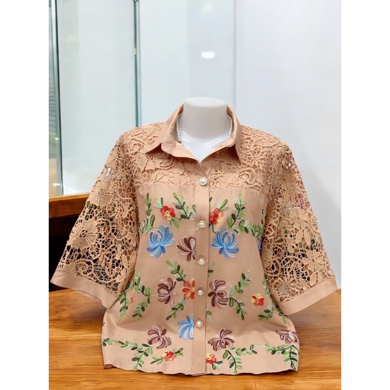 เสื้อลูกไม้ผ้าลินินk97