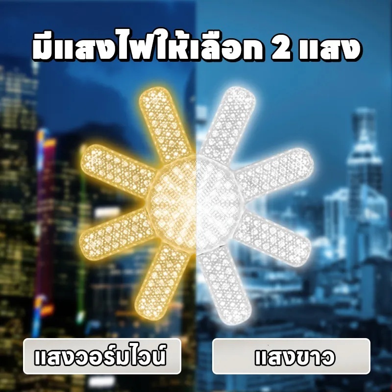 " HS หลอดไฟ " หลอดไฟทรงใบพัด LED เลือกได้ 6-8 ใบพัด 1000W & 1500W แสงขาว และ แสงวอร์ม  พับเก็บได้ 220V E27 และ E40