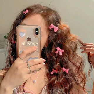Rubuyou กิ๊บติดผมริบบิ้นโบว์สีชมพูinsแฟชั่นสีหวานผู้หญิงข้างคลิปราคาส่ง สไตล์เกาหลี เครื่องประดับ