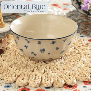 Violet Flamingo จานชามเซรามิครุ่น Oriental Blue จานสีขาวน้ำเงินลายดอกไม้ สไตล์ตะวันออกผสมวินเทจ เข้าไมโครเวฟได้