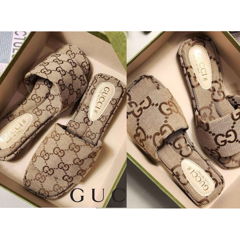 ใหม่!!! รองเท้าแตะGG ผ้าทอเย็บขอบทรงใหม่ล่าสุด