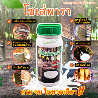 โซเล่พารา *ขยายท่อน้ำยาง เปลือกนิ่ม กรีดง่ายไม่สะดุดมือ เพิ่มปริมาณน้ำยาง ป้องกันการเกิดโรคหน้าตาย ราสีชมพู เส้นยางดำ