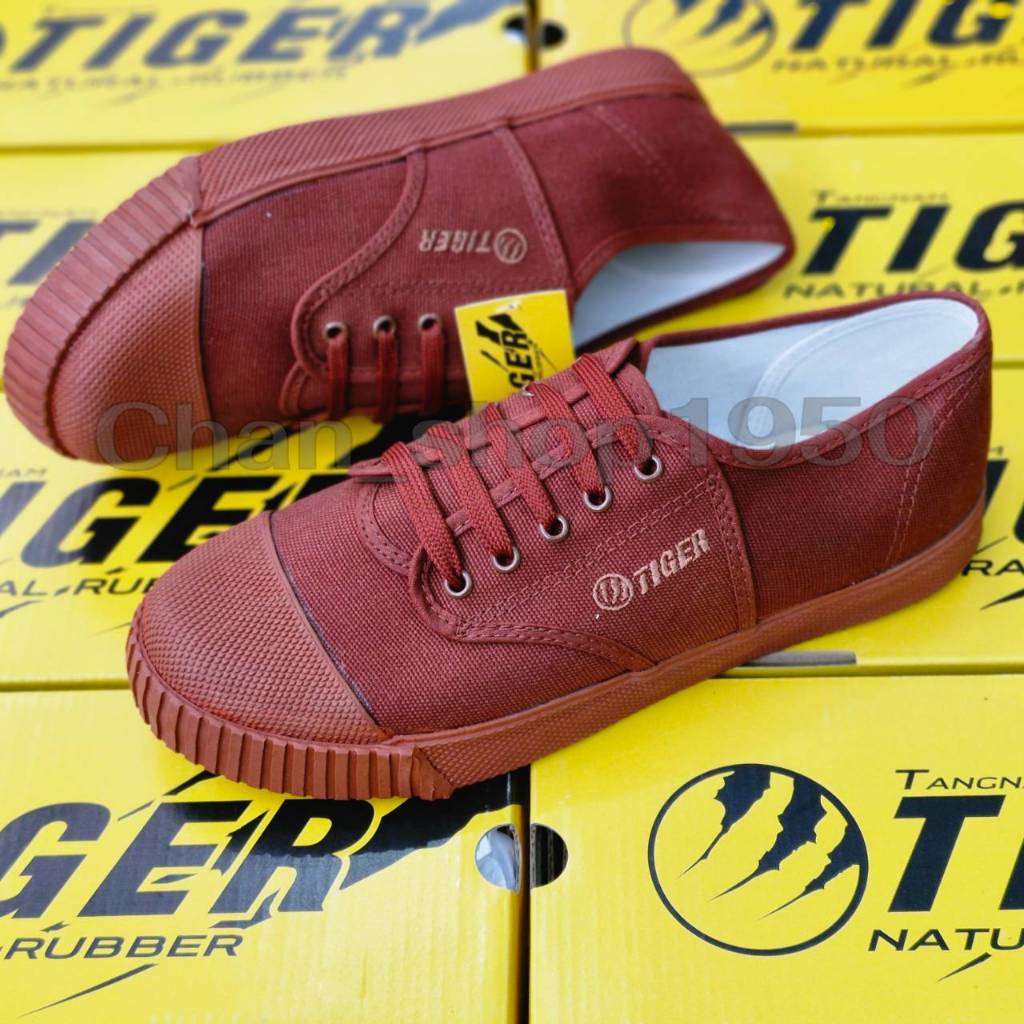 พร้อมส่ง รองเท้านักเรียน รองเท้าผ้าใบ Tiger(ไทเกอร์) ไซส์ 31-45 รุ่นT205 พื้นเขียว สีน้ำตาล ดำ ขาว