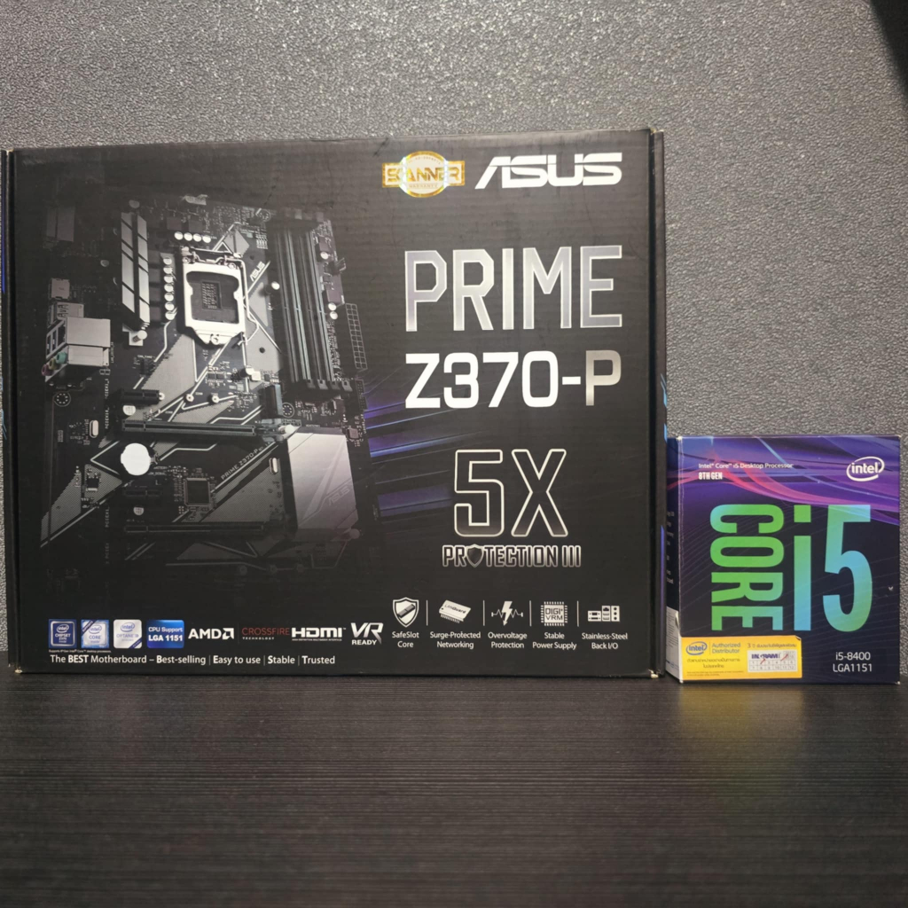 CPU INTEL CORE I5 8400 (Intel UHD Graphics 630) + ASUS PRIME Z370 -P (LGA 1151) (ATX) มือ2 (มีกล่อง)