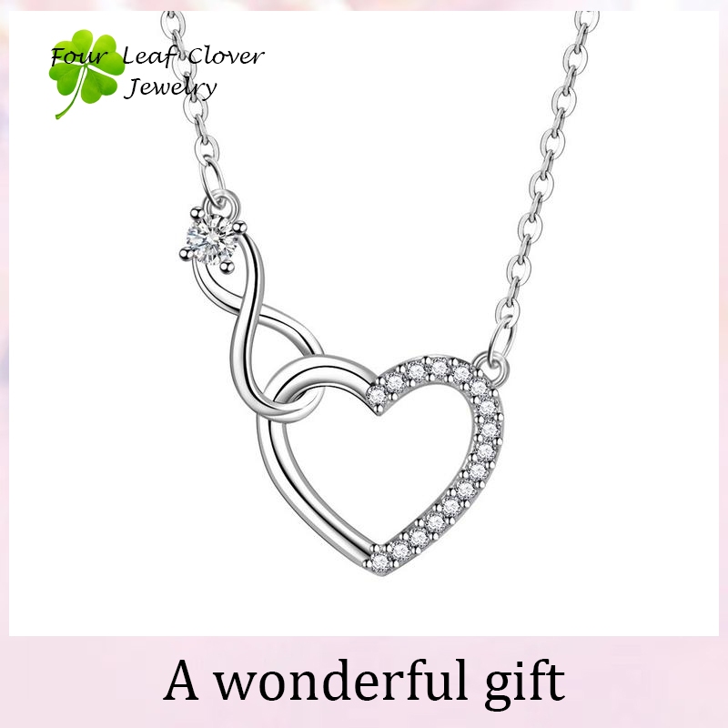 【FourLeafClover Jewelry】สร้อยคอทองคำขาว สร้อยคอผู้หญิง สร้อยคอเงิน