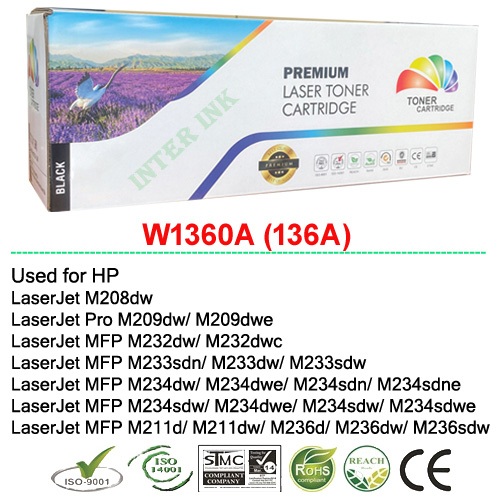 หมึกเทียบเท่า LaserJet MFP M211d/ M211dw/ M236d/ M236dw/ M236sdw (136A) Full Color
