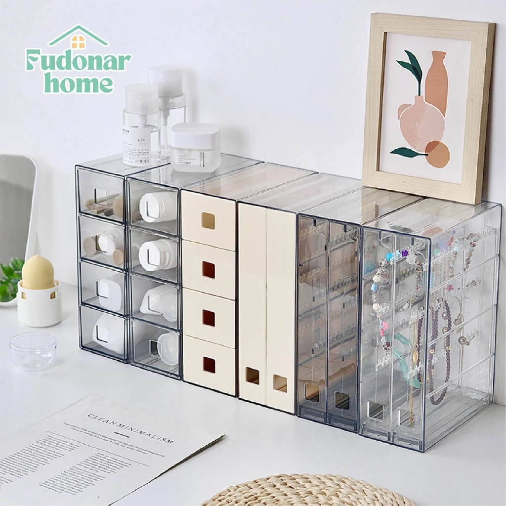 Fudonar กล่องเครื่องประดับ กล่องอะคริลิคกันฝุ่น ขนาดใหญ่ จัดระเบียบโต๊ะเครื่องแป้ง สินค้าพร้อมส่ง