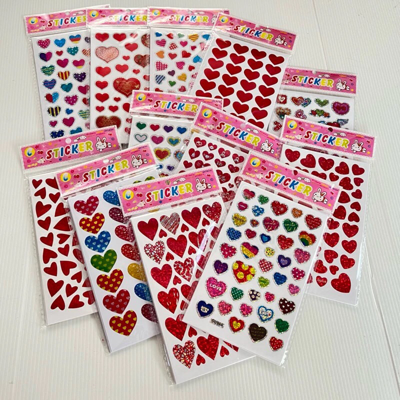 สติ๊กเกอร์หัวใจ วาเลนไทน์ แผ่นใหญ่หนา ขนาด 10×16ซม.