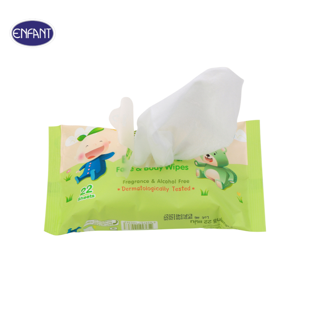 ENFANT (อองฟองต์) Extra Mild Face & Body Wipes ผ้าเช็ดทำความสะอาดแบบเปียก สูตรน้ำแร่บริสุทธิ์ 1แพ็ค/8ห่อ 22แผ่น/ห่อ - ภาพย่อย 5