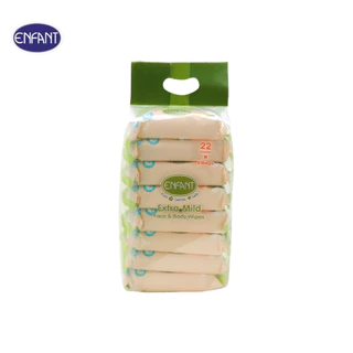 ENFANT (อองฟองต์) Extra Mild Face & Body Wipes ผ้าเช็ดทำความสะอาดแบบเปียก สูตรน้ำแร่บริสุทธิ์ 1แพ็ค/8ห่อ 22แผ่น/ห่อ