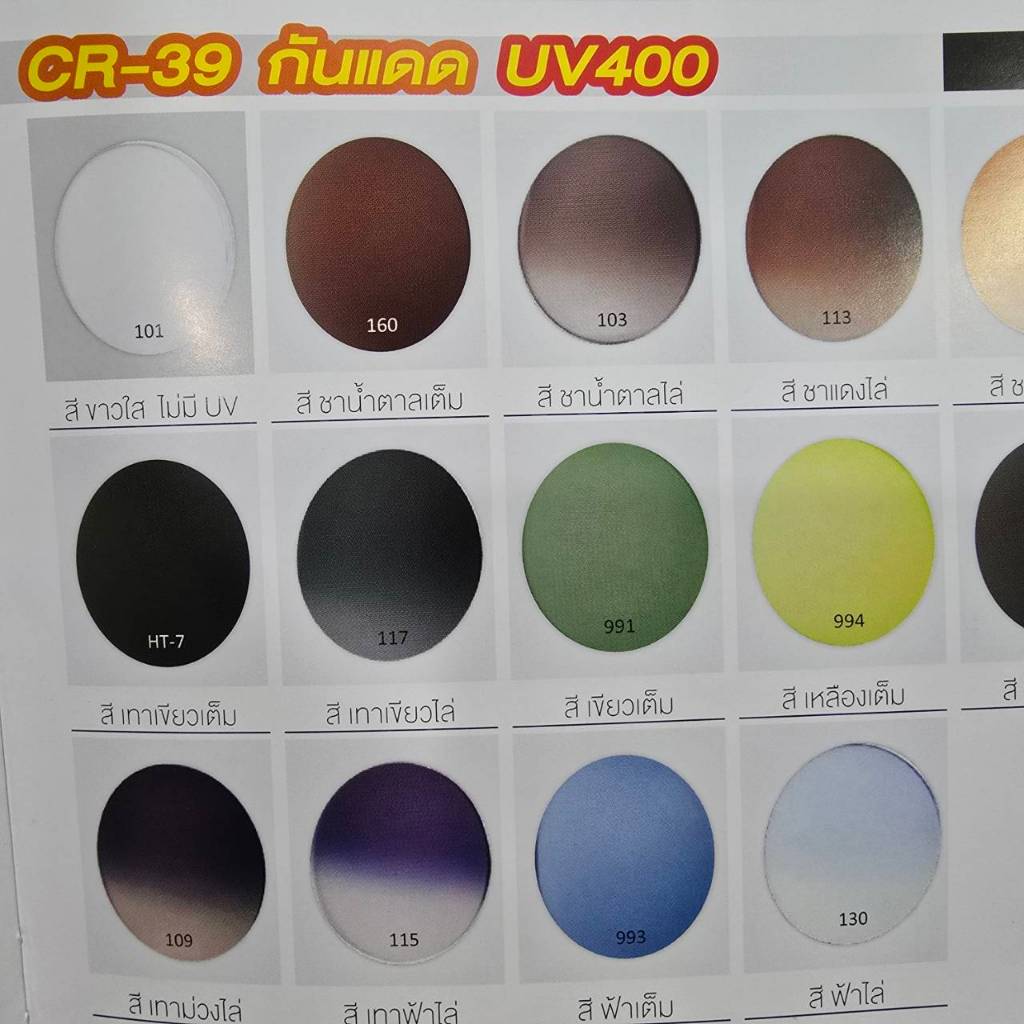 เลนส์กันแดด CR-39 ป้องกันUV400 (เลือกระดับสีไม่ได้)