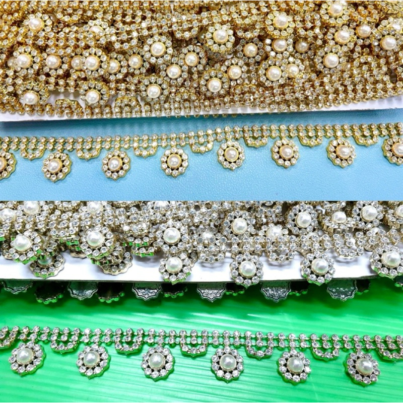 สังวาลย์/เพชรเส้น ราคาต่อ1หลาสีเงิน/ทอง/อุปกรณ์ตกแต่ง สังวาลย์ดอกไม้ DIY ชุดไทย เหรียญโปรยทาน