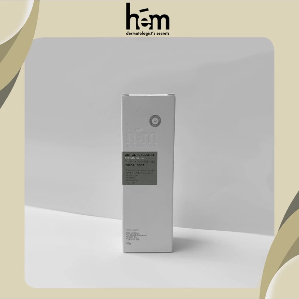 H.E.M AGING SUNSCREEN SPF50+ PA++++ BEIGE (สีเบจ) แอนตี้ เอจจิ้ง ซันสกรีน