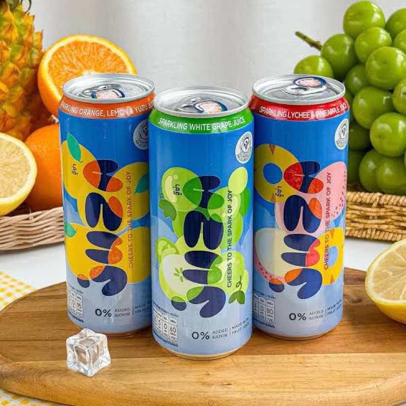 F/T/W Juza sparkling juice น้ำผลไม้อัดก๊าซ กระป๋อง จากน้ำผลไม้แท้ 300มล. ลิ้นจี่ สับปะรด/ องุ่นขาว/ส้ม เลมอน