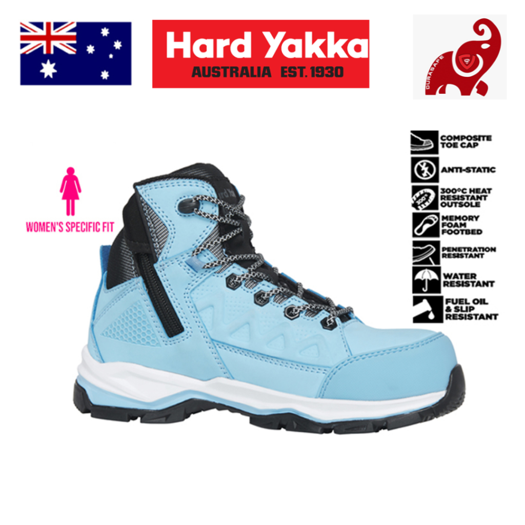 HARD YAKKA Y60336 Atomic Women 5-Inch Hybrid Size-Zip Safety Boot Blue