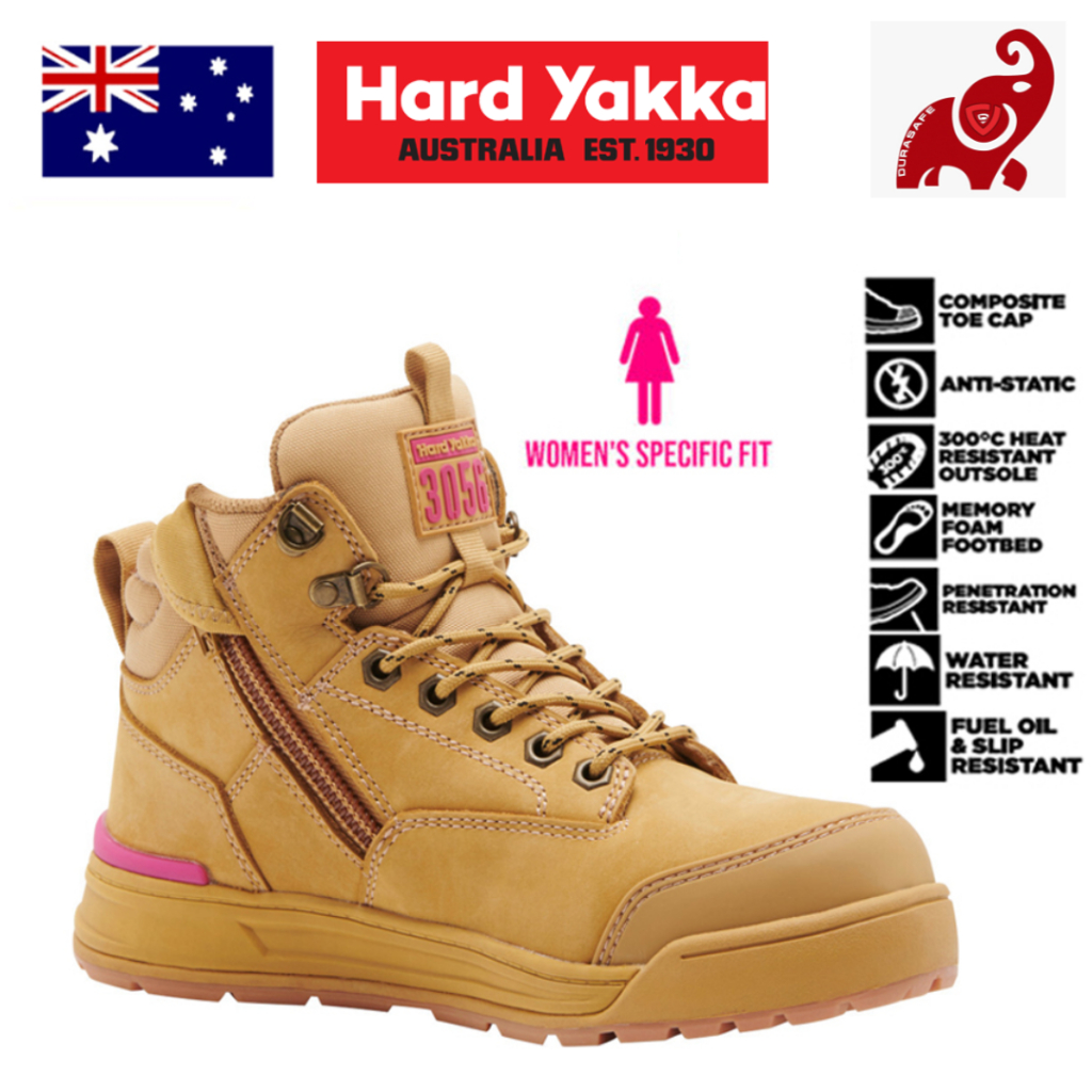รองเท้าเซฟตี้ HARD YAKKA Y60331 3056 Women 5-Inch Lace Side-Zip Safety Boot Wheat