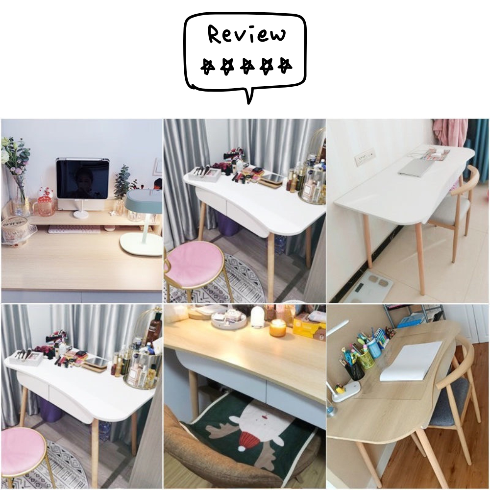 โต๊ะทำงาน วางคอมพิวเตอร์ เรียนหนังสือ โทนสีไม้เมเปิ้ล/โอ๊ค/ขาว ตกแต่งห้องง่าย 80/100/120cm พร้อมส่ง - รูปที่ 6