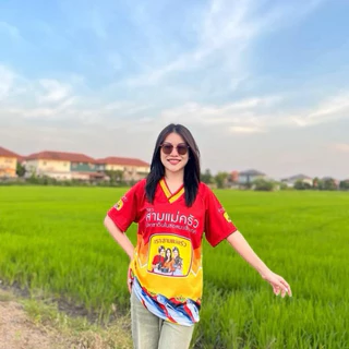 ( N3 ) เสื้อยืดผ้ากีฬาลายฮิต คอวี พิมพ์ลาย เสื้อปุ๋ย L-2XL