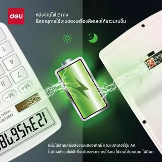 เครื่องคิดเลขบนโต๊ะ Deli 6 สี (สีน้ำเงิน สีเขียว สีขาว สีชมพู สีฟ้าอ่อน สีเขียวอ่อน)เครื่องคิดเลขสำหรับคำนวณ มีถึง12หลัก