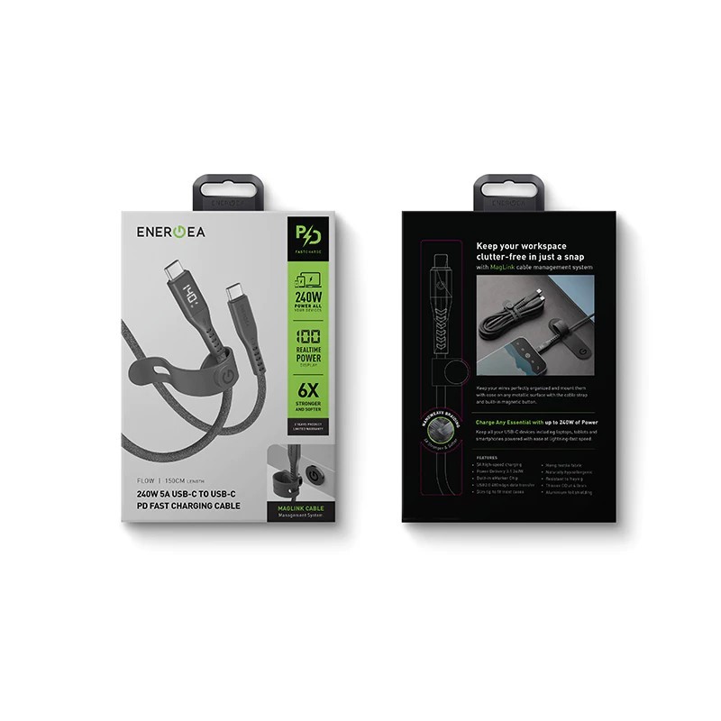 Energea สายชาร์จเร็ว USB-C to USB-C (5A, 240W) / USB 2.0 5A 1.5M รุ่น NyloFlex USB-A to USB-C