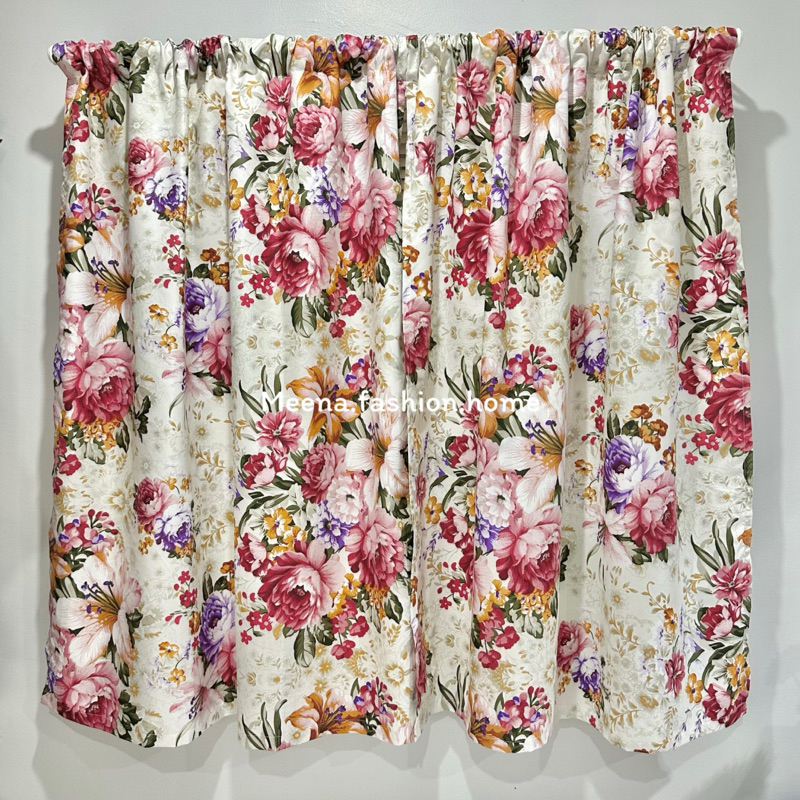 แนะนำ ผ้าม่าน ผ้าม่านหน้าต่าง สอดลวดสลิง(ลายดอกวินเทจ)🌺น่ารัก ลดราคาพิเศษถูกสุดๆ ขนาด110x130cm. สินค้าพร้อมส่ง📦 ราคาพิเศษ มีเก็บเงินปลายทาง