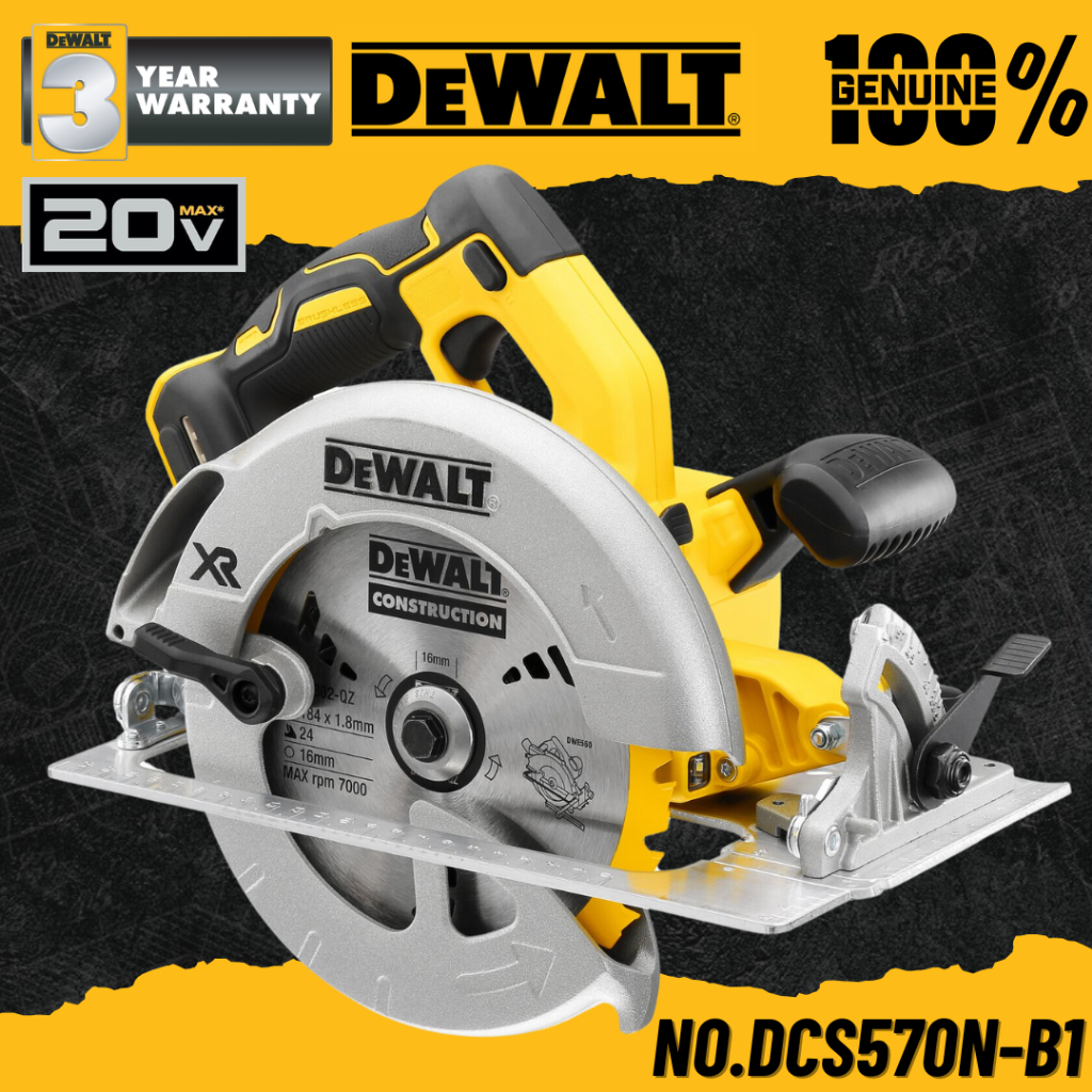 DEWALT เลื่อยวงเดือนไร้สาย 7 นิ้ว 18V (20V Max) No.DCS570N-B1 (เครื่องเปล่า)