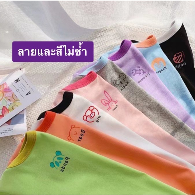 (พร้อมส่งในไทย) เสื้อยืดเด็กผู้หญิงแขนสั้นสไตล์เกาหลี งานผ้าร่อง ระบายอากาศ ไซส์ 90-140 อายุประมาณ 3-8 ปี - รูปที่ 3