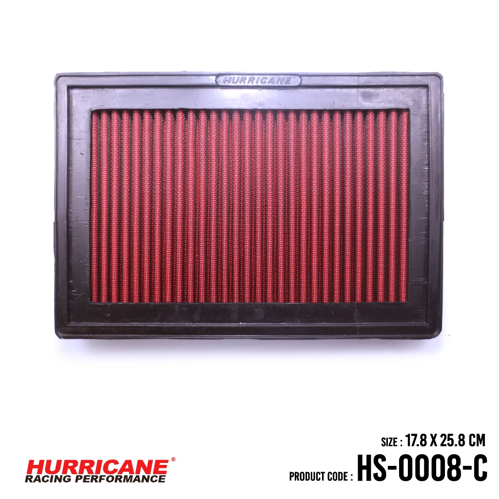 HURRICANE กรองอากาศรถยนต์ผ้าแดง Ford(Probe,Telstar)Kia(Mentor,Pride,Sportage)Mazda(323,626 ) HS-0008-C (Gen2)