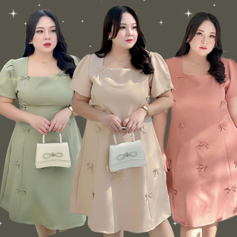 ชุดเดรสสาวอวบ เสื้อผ้าสาวอวบ ชุดออกงานสาวอวบ พร้อมส่งอกตั้งแต่ 40 ถึง 50 นิ้ว (689)